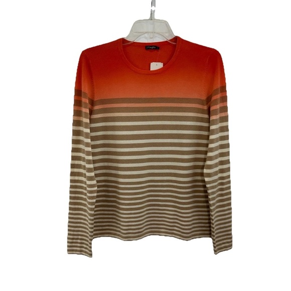 NWT J McLaughlin Women’s Large Caribe Crewneck Sweater Crewneck Orange Tan Ombre - Picture 4 of 9